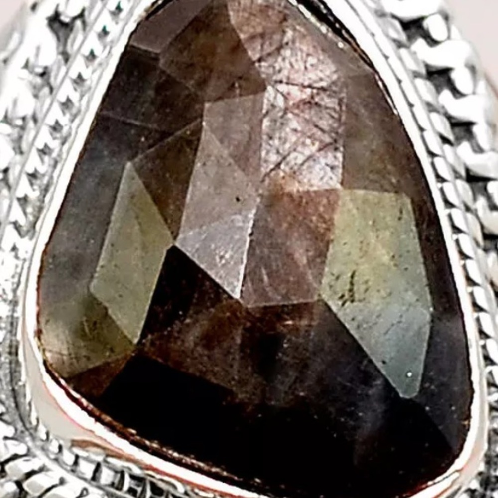 Faceted star sapphire sterling silver rings size 8 - Picture 3 of 4
